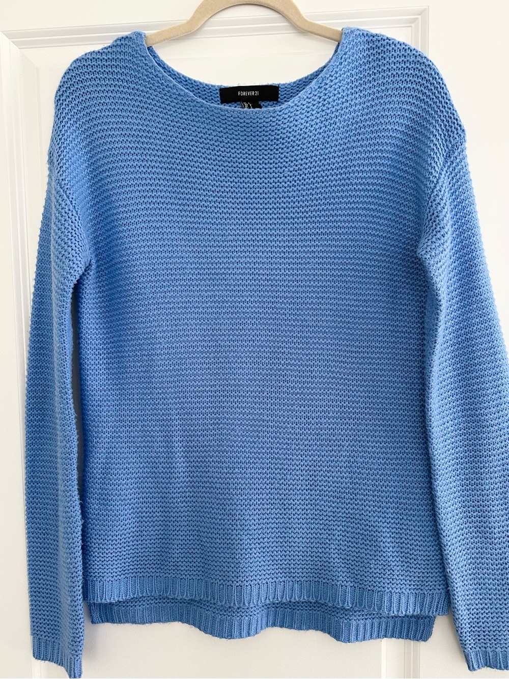 Classic Blue Knit Fall Crew Neck Sweater